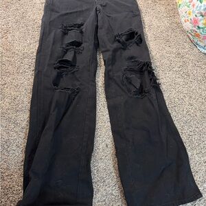 PacSun Black Distressed Flare Jeans